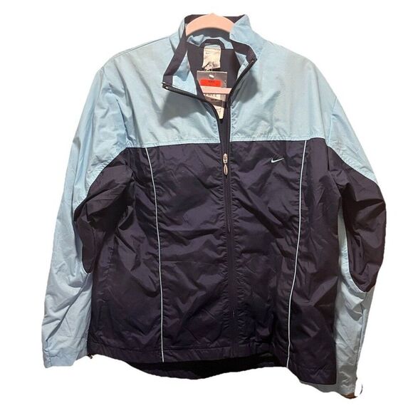 NEW Nike Jacket Womens Large Two Tone Blue Nylon Y2K Lined Windbreaker 223178 - Picture 1 of 5